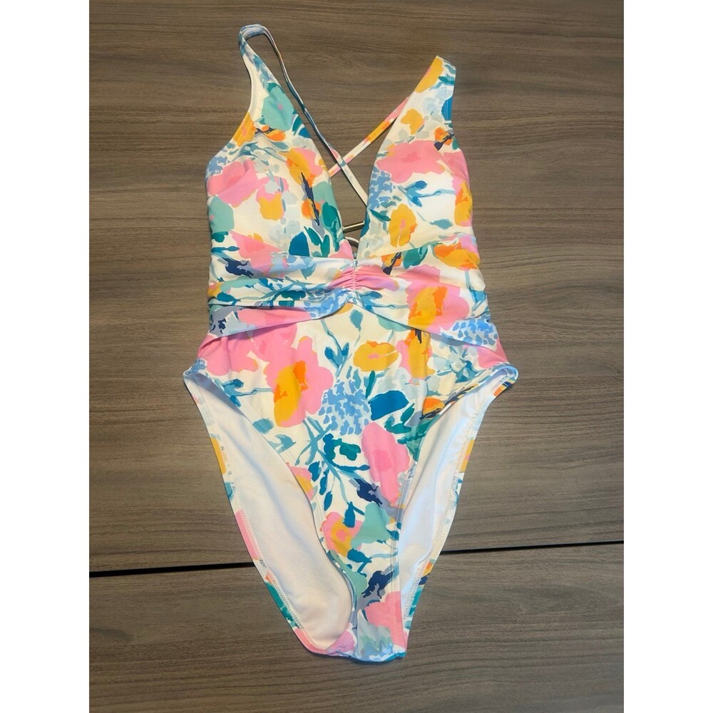 Women’s White Floral One Piece Swimsuit Size M - Picture 2 of 9
